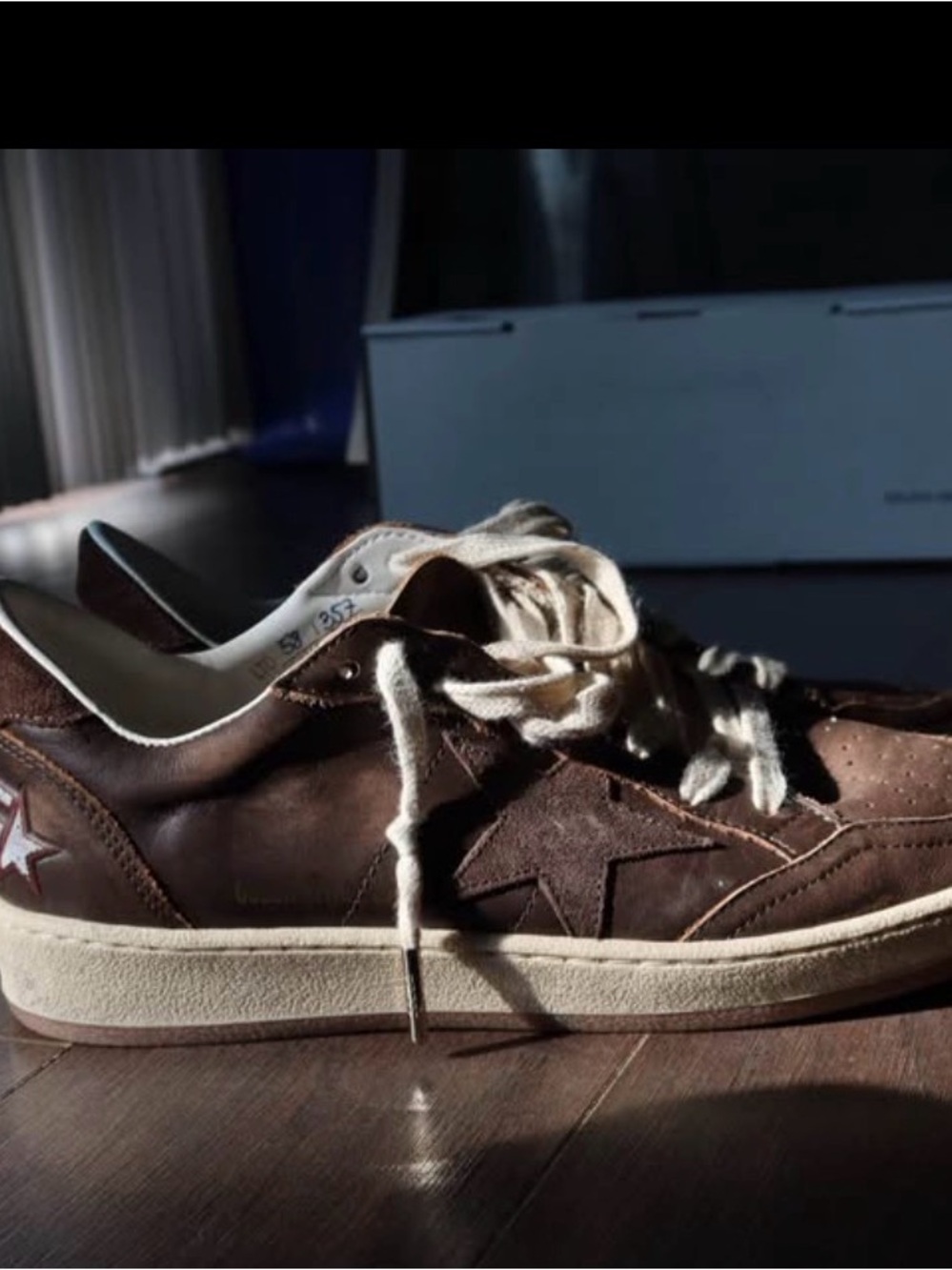 Golden Goose Brown Leather Low-Top Sneakers with Star Detail